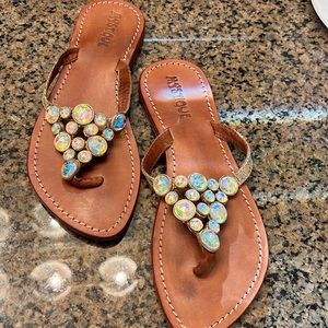 Mystique Boutique Brown Sandals with Gold Accents